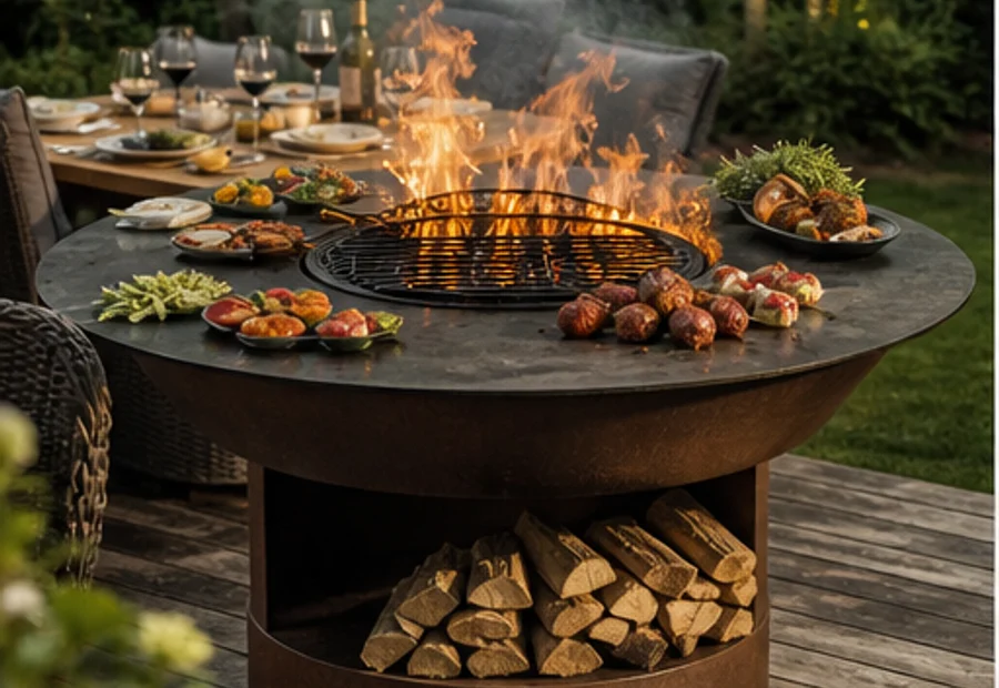 BBQ fire pit and smoker setup for an outdoor weekend meal