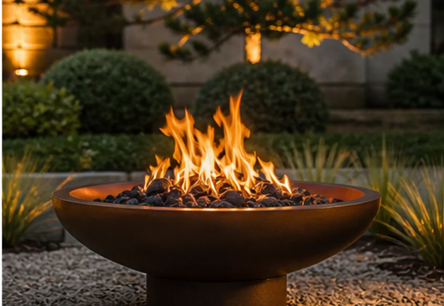 Premium fire bowl in an outdoor garden entertaining setting